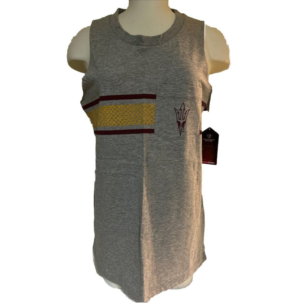 NEW Arizona State Sun Devils ASU Colosseum Gray Tank Top Pocket shirt Womens M